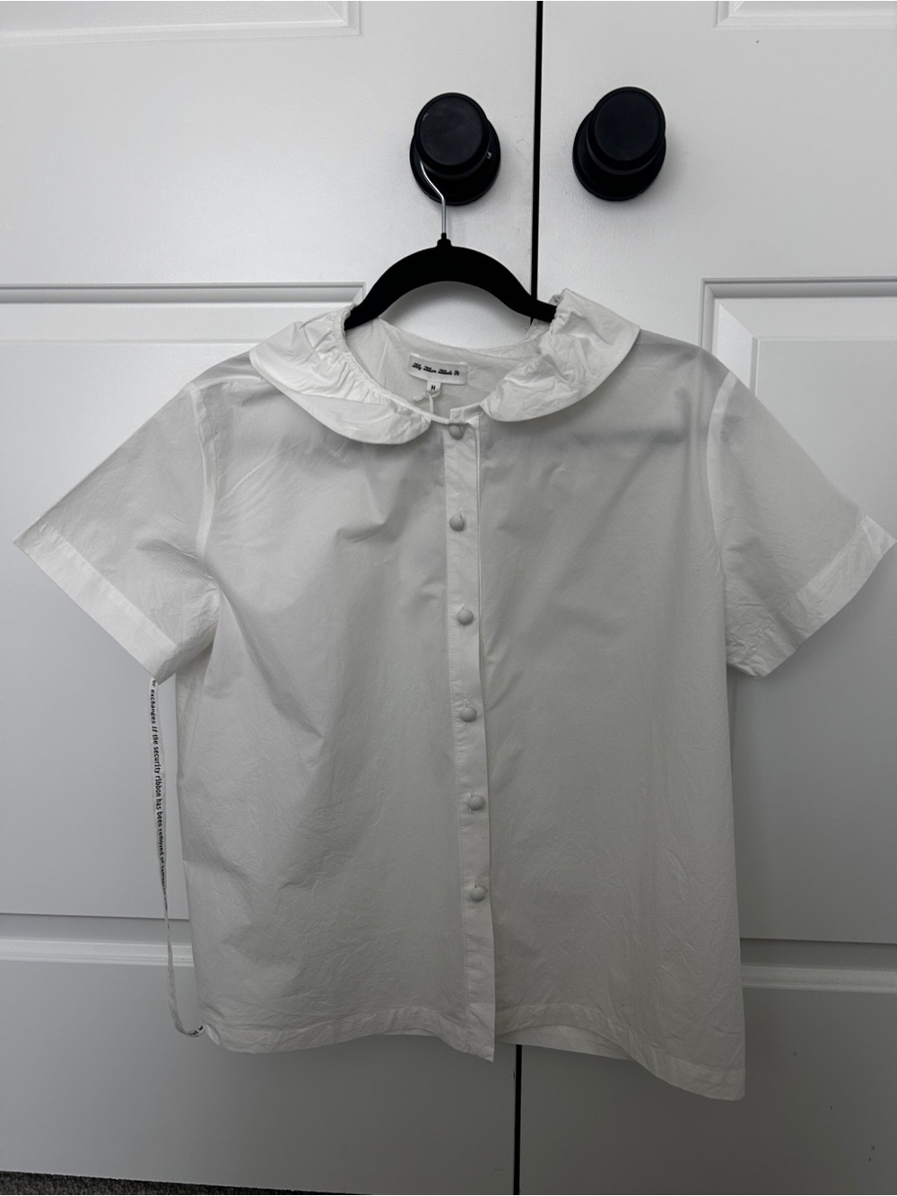 White Peter Pan Collar Short-Sleeve Blouse